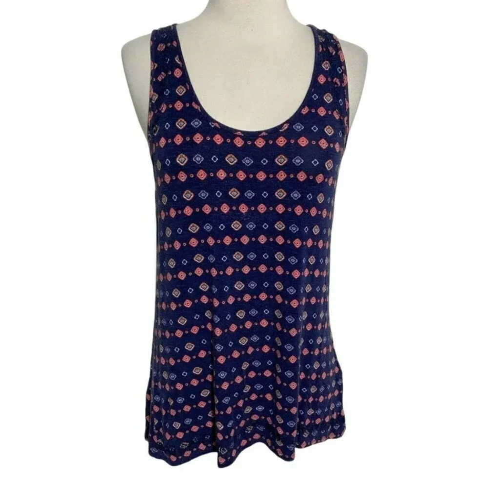 Max Jeans S blue red scoop neck Boho tank